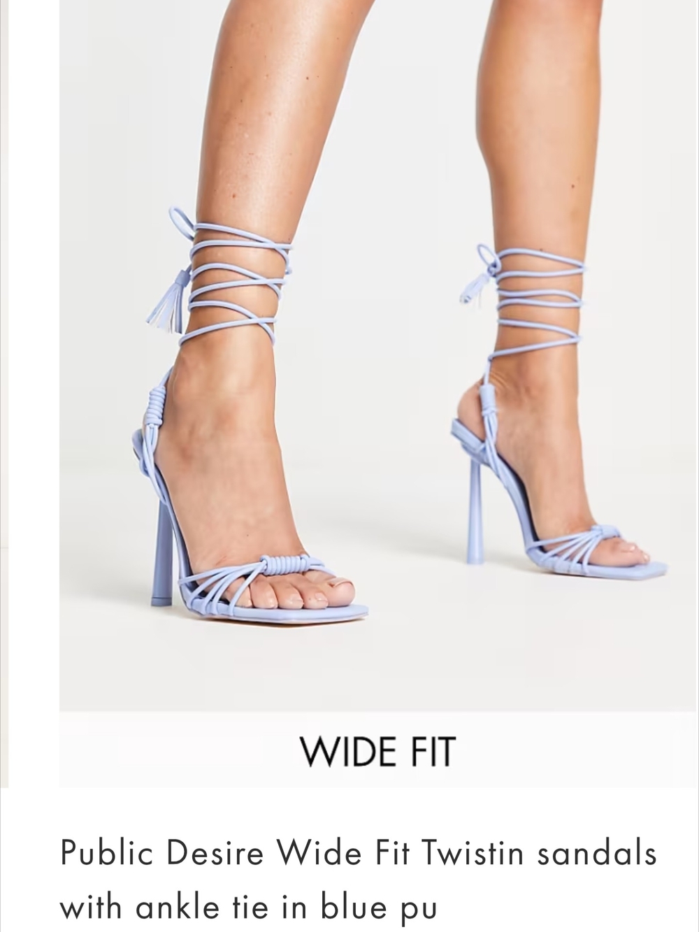 Public Desire Blue Lace-Up Wide Fit High Heel Sandals